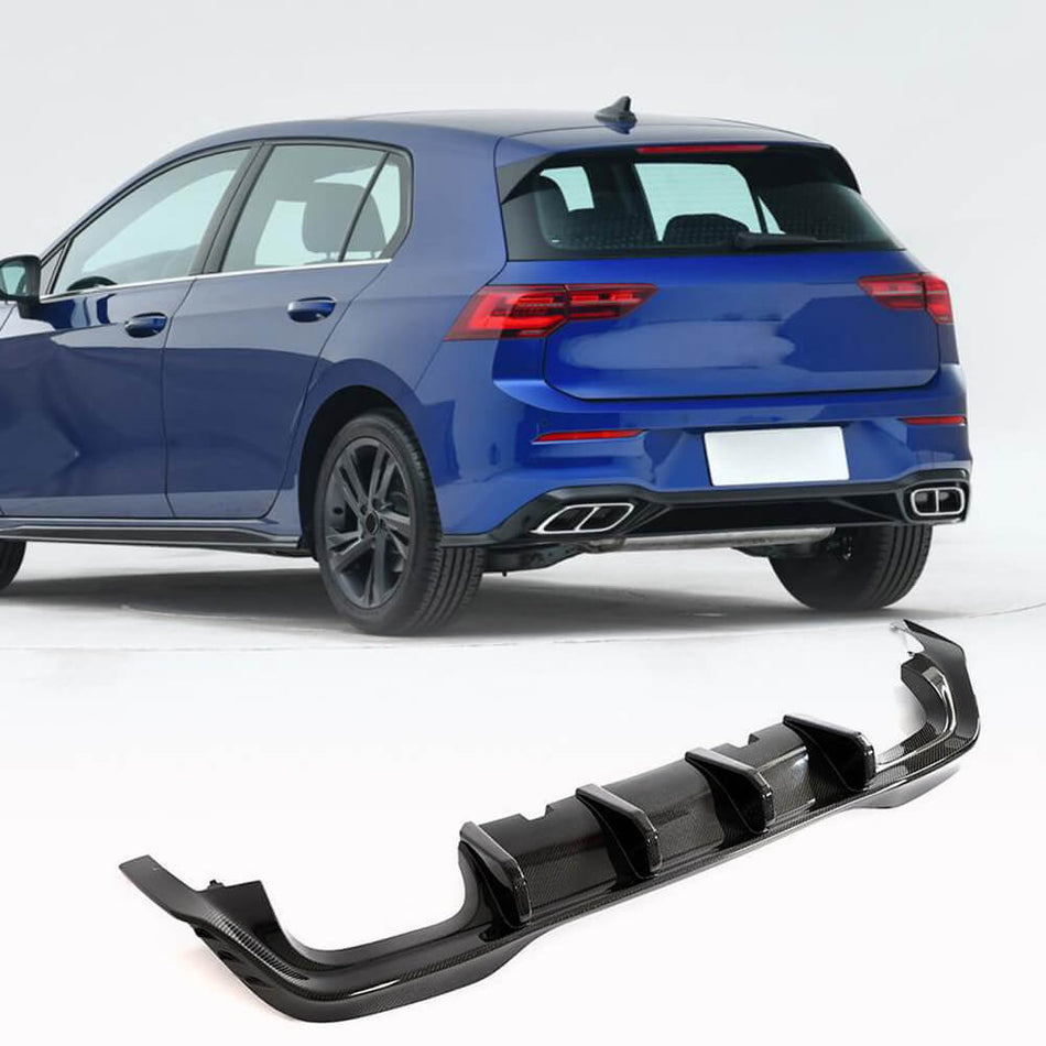 Volkswagen VW Golf 8 MK8 R 2021+ Rear Bumper Diffuser Carbon Fiber-Ahacarbon