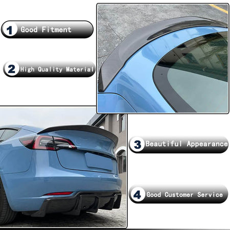 Tesla Model Y Sport Utility 4-Door 2019-2023 Rear Trunk Spoiler Dry Carbon Fiber-Ahacarbon