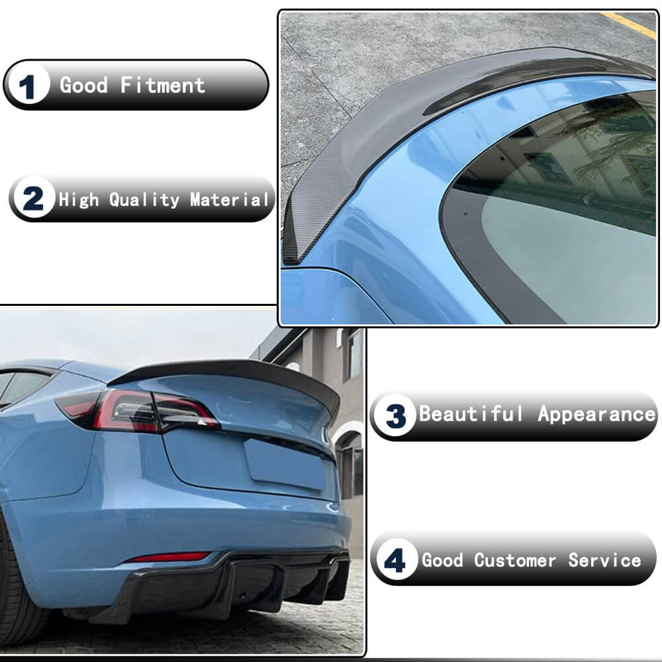 Tesla Model Y Sport Utility 4-Door 2019-2023 Rear Trunk Spoiler Dry Carbon Fiber-Ahacarbon
