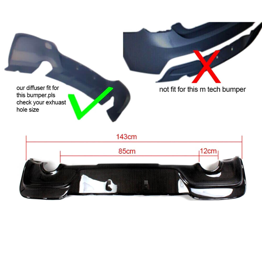 BMW 1 Series F20 M135i Pre-LCI 2012-2015 Rear Bumper Diffuser Carbon Fiber-Ahacarbon