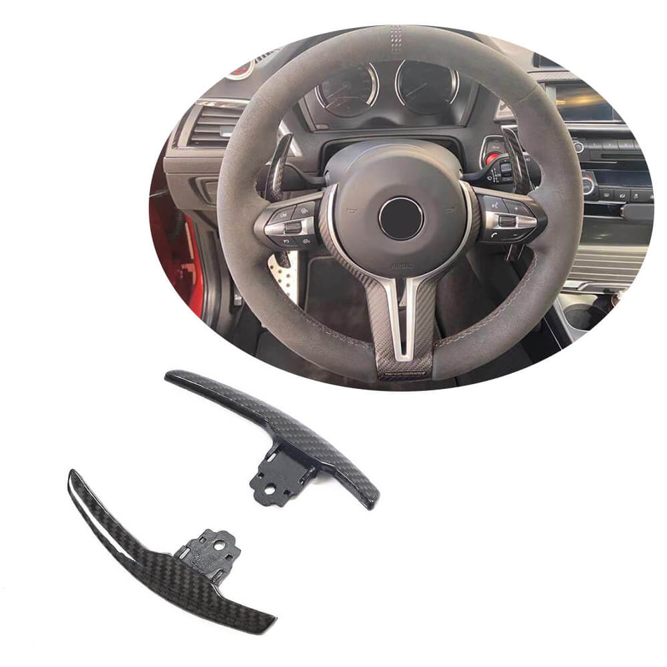 BMW M2 M3 M4 M5 M6 X5M X6M 2012-2020 Paddle Shifter Extensions Covers Dry Carbon Fiber-Ahacarbon
