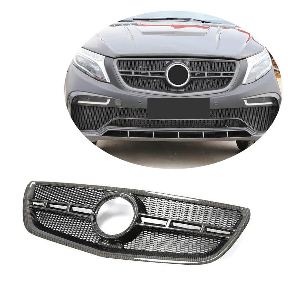 Mercedes Benz V Class W447 Vito 2015-2019 Front Bumper Grill Carbon Fiber-Ahacarbon