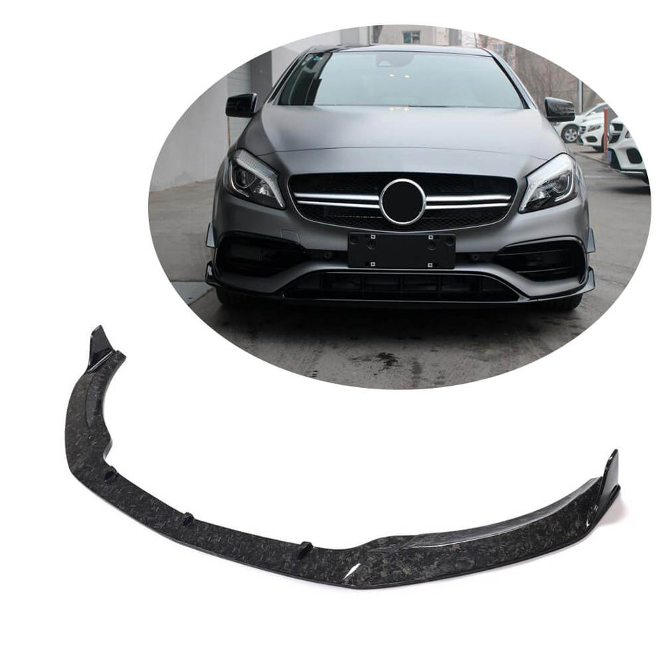 Mercedes Benz A Class W176 A45 Facelift 2016-2018 Front Bumper Lip Carbon Fiber-Ahacarbon