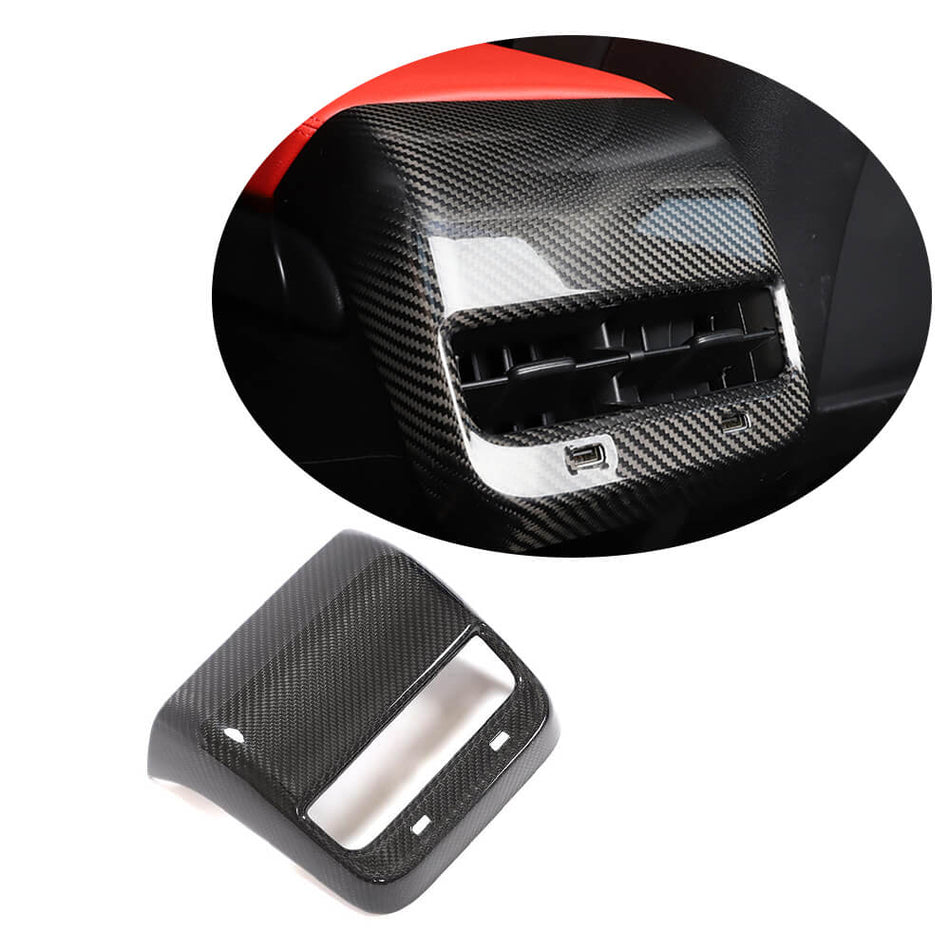 Tesla Model 3 Rear Back Seat Aircondition Moulding Dash Covers Dry Carbon Fiber-Ahacarbon