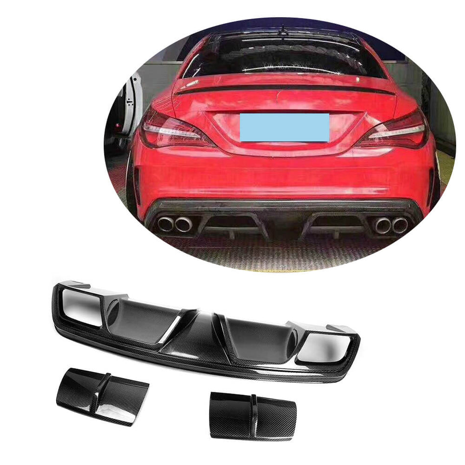 Mercedes Benz CLA Class (W117) C117 Sport CLA45 AMG Pre-facelift 2013-2016 Rear Bumper Diffuser Carbon Fiber-Ahacarbon