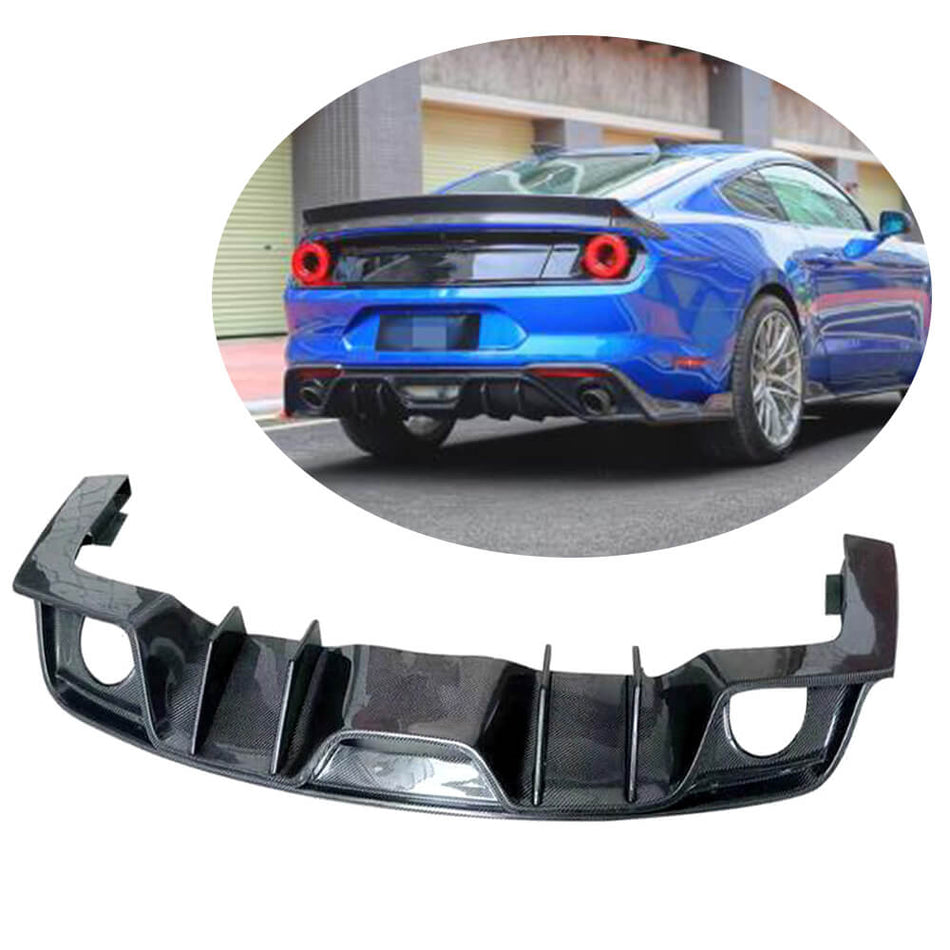 Ford Mustang V8 GT 2018-2020 Rear Bumper Diffuser Carbon Fiber-Ahacarbon