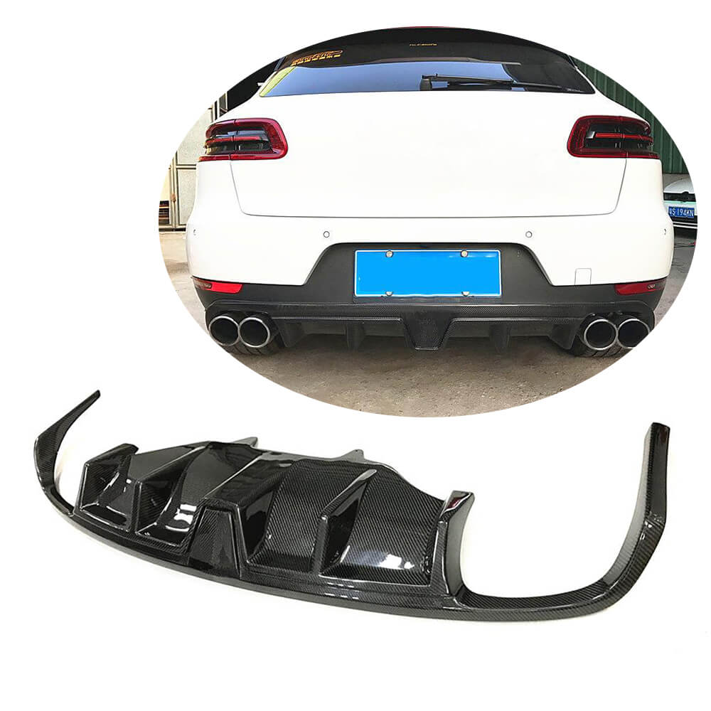 Porsche Macan 2014-2020 Carbon Fiber Rear Bumper Diffuser Valance Lip with Brake Light-Ahacarbon