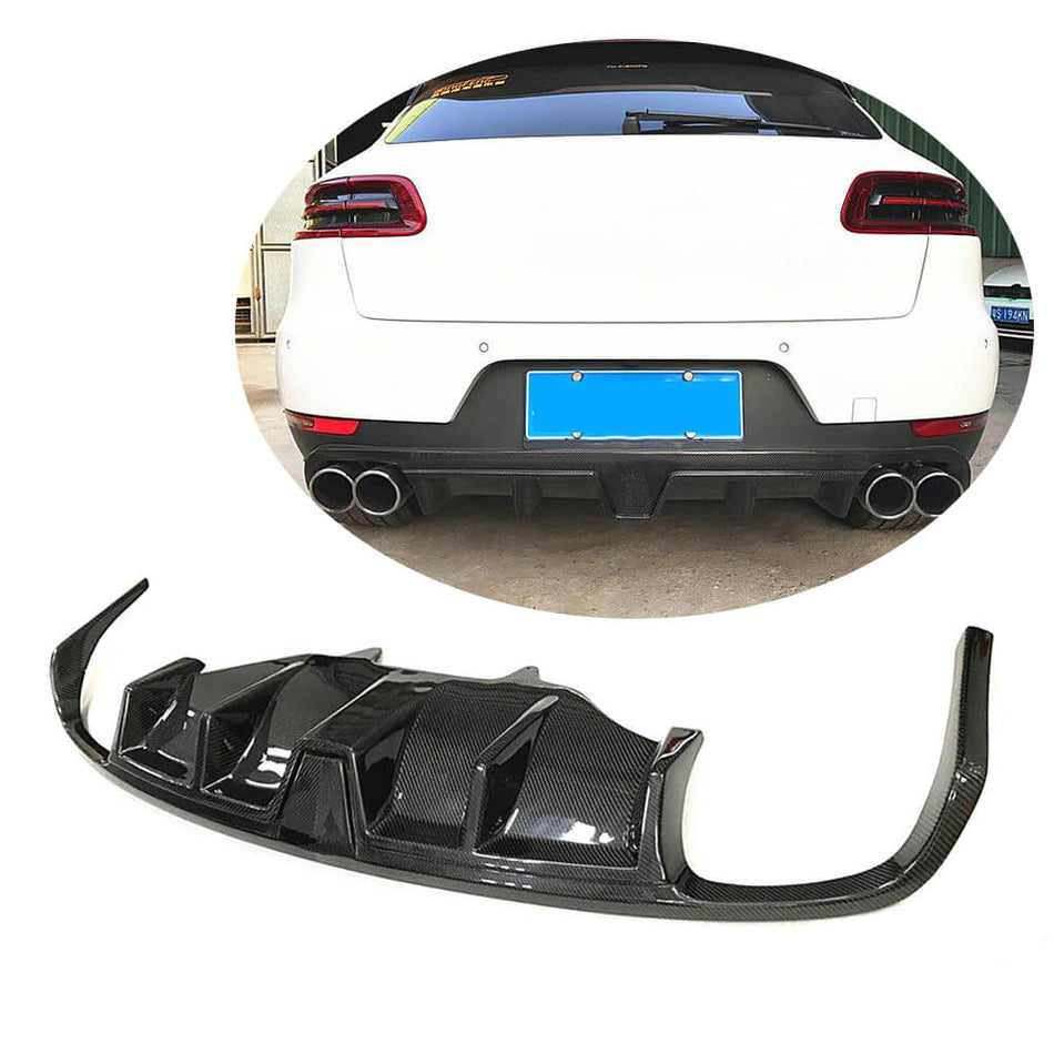 Porsche Macan 2014-2020 Carbon Fiber Rear Bumper Diffuser Valance Lip with Brake Light-Ahacarbon