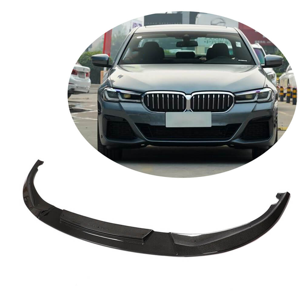 BMW 5 Series G30 M Sport M550i LCI 021UP Front Bumper Lip Carbon Fiber-Ahacarbon