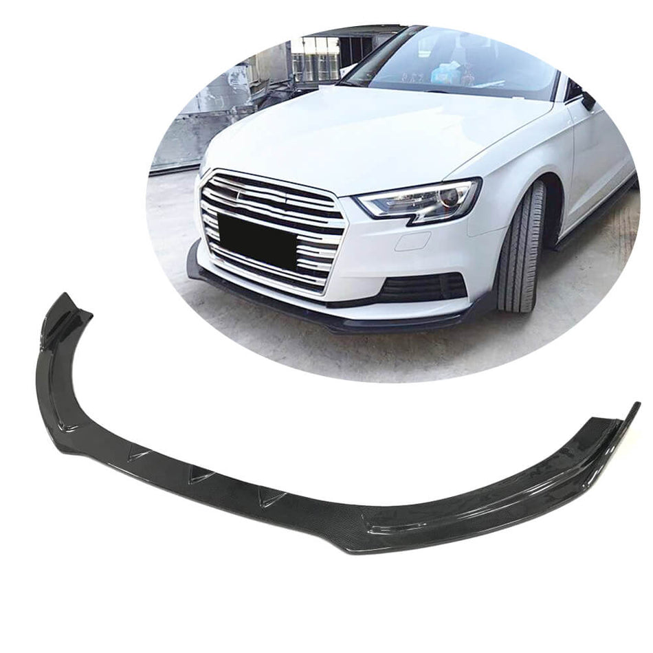 Audi A3 Base Hatchback 17-20 Front Bumper Lip Carbon Fiber-Ahacarbon