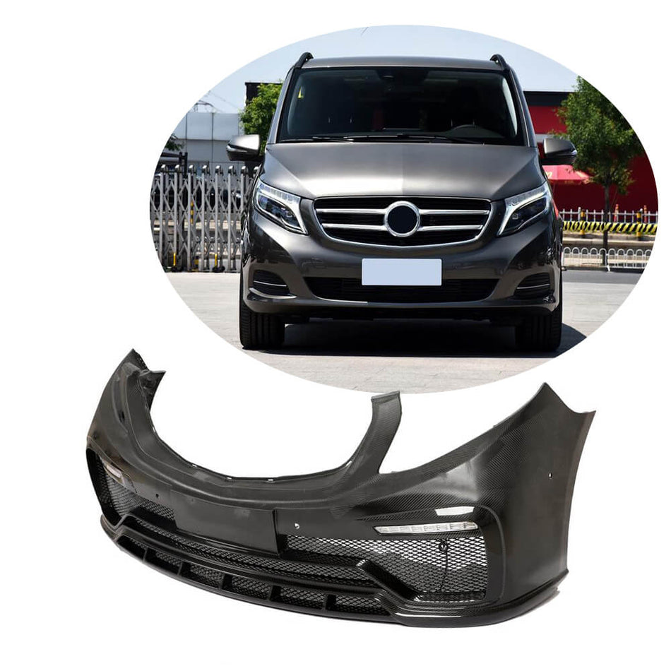 Mercedes Benz V Class W447 Vito 2015-2019 Front Bumper Lip Dry Carbon Fiber-Ahacarbon