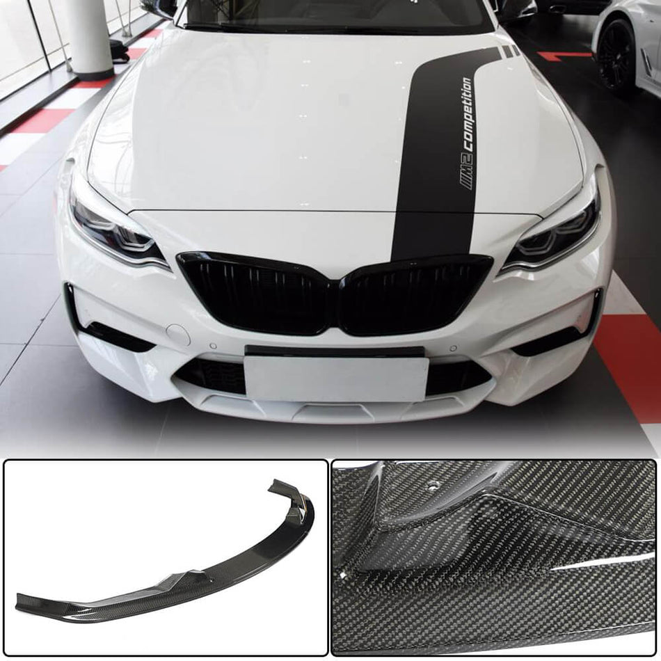 BMW 2 Series F87 M2 Competition M2C 2018-2021 Front Bumper Lip Carbon Fiber-Ahacarbon
