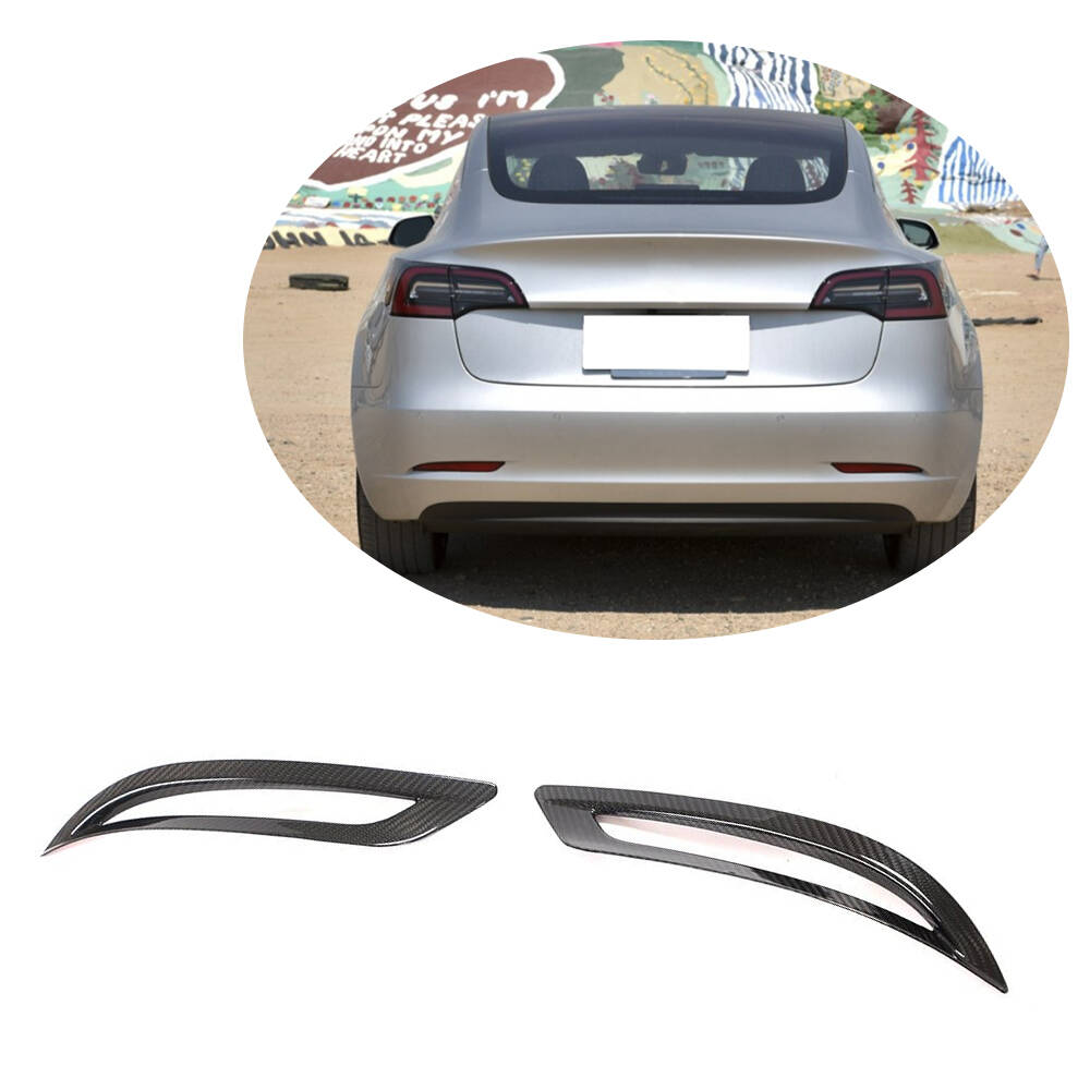 Tesla Model 3 2016-2022 Rear Bumper Reflector Cover Dry Carbon Fiber-Ahacarbon