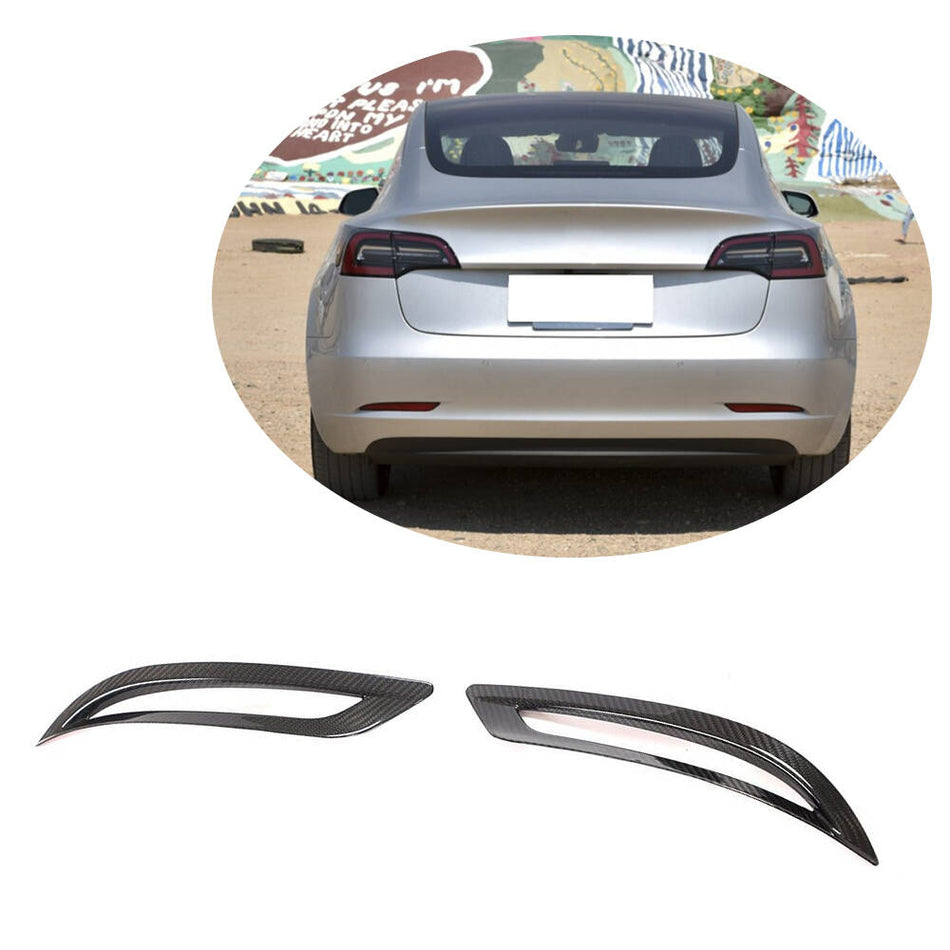 Tesla Model 3 2016-2022 Rear Bumper Reflector Cover Dry Carbon Fiber-Ahacarbon