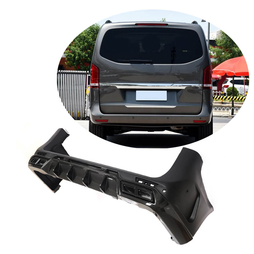 Mercedes Benz W447 Vito 2016-2019 Rear Bumper Diffuser Dry Carbon Fiber with PP-Ahacarbon