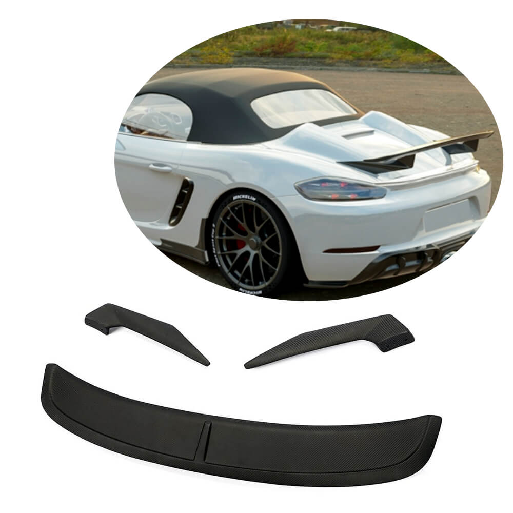 Porsche 718 Boxster Convertible 2016-2021 Rear Spoiler Matte Carbon Fiber-Ahacarbon