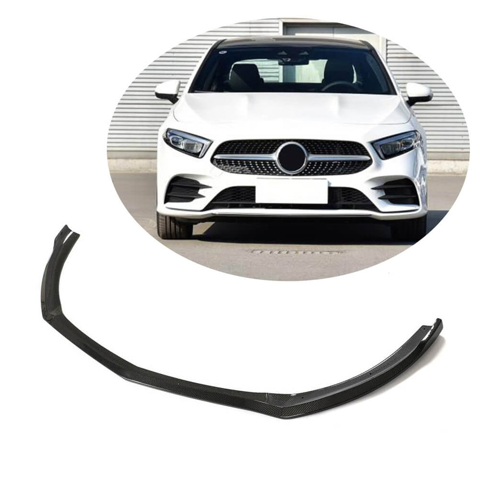 Mercedes Benz A Class (W177) V177 Sport A200 A250 Sport 2019UP Front Bumper Lip Carbon Fiber-Ahacarbon