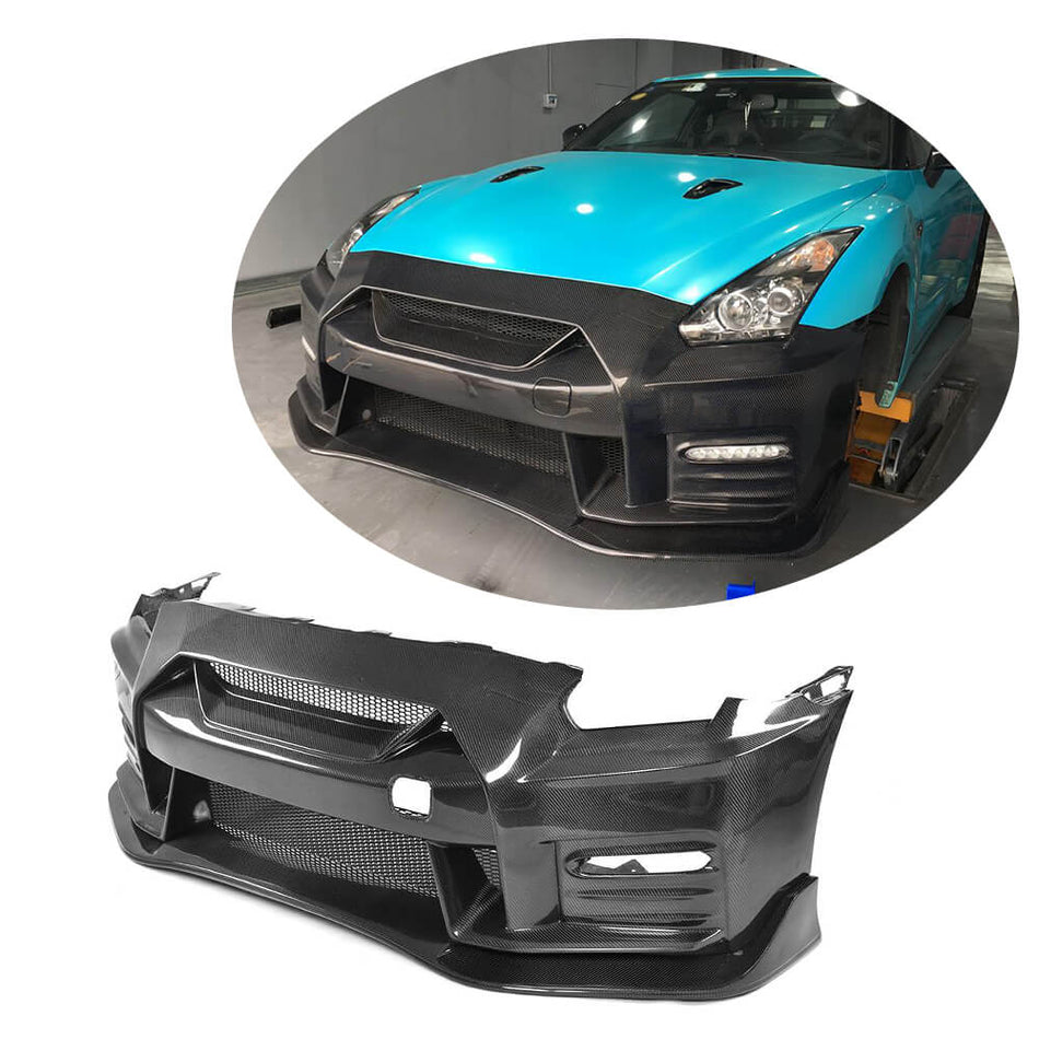 Nissan GTR R35 2009-2017 Front Bumper Carbon Fiber-Ahacarbon