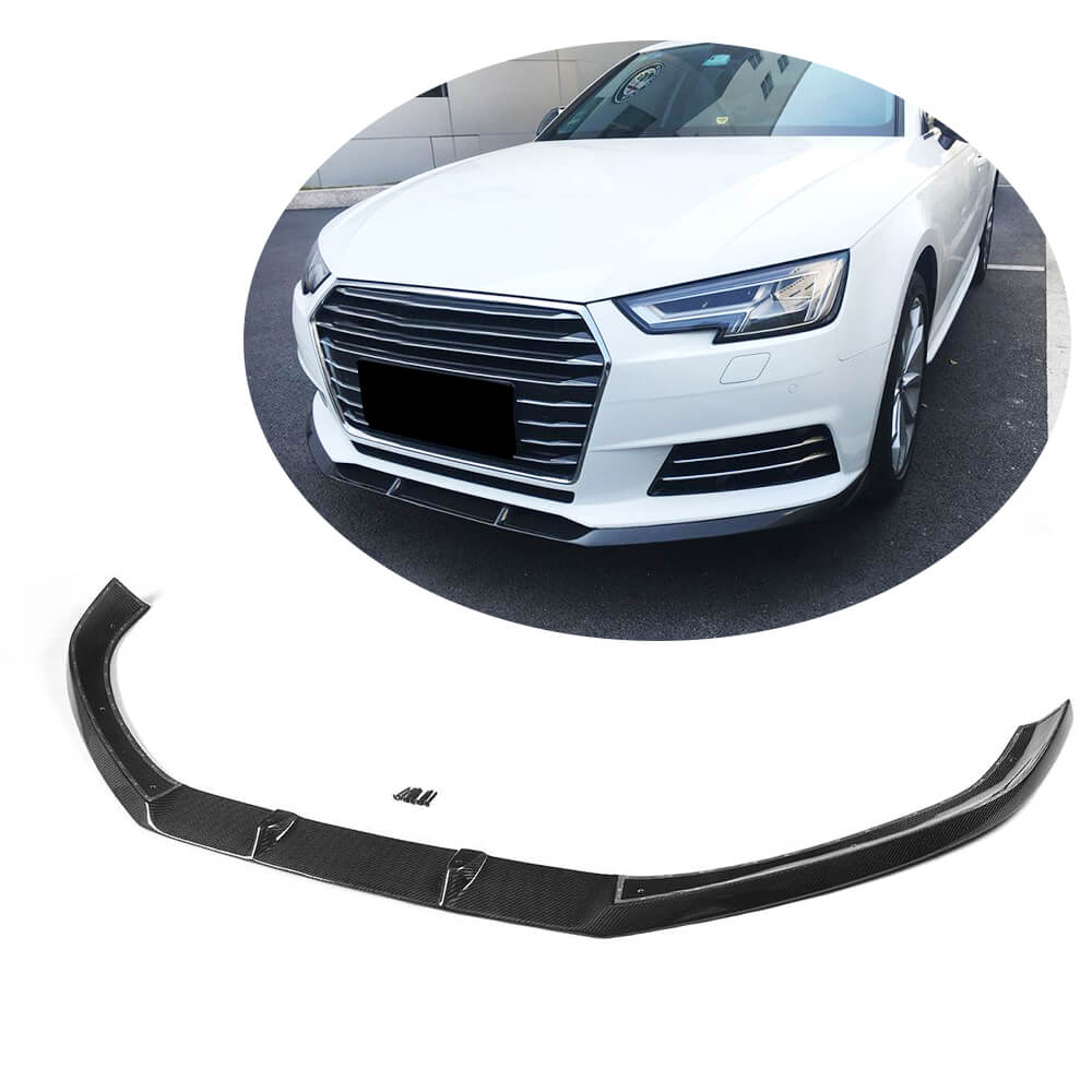 Audi A4 B9 Sedan 2017-2020 Front Bumper Lip Carbon Fiber-Ahacarbon