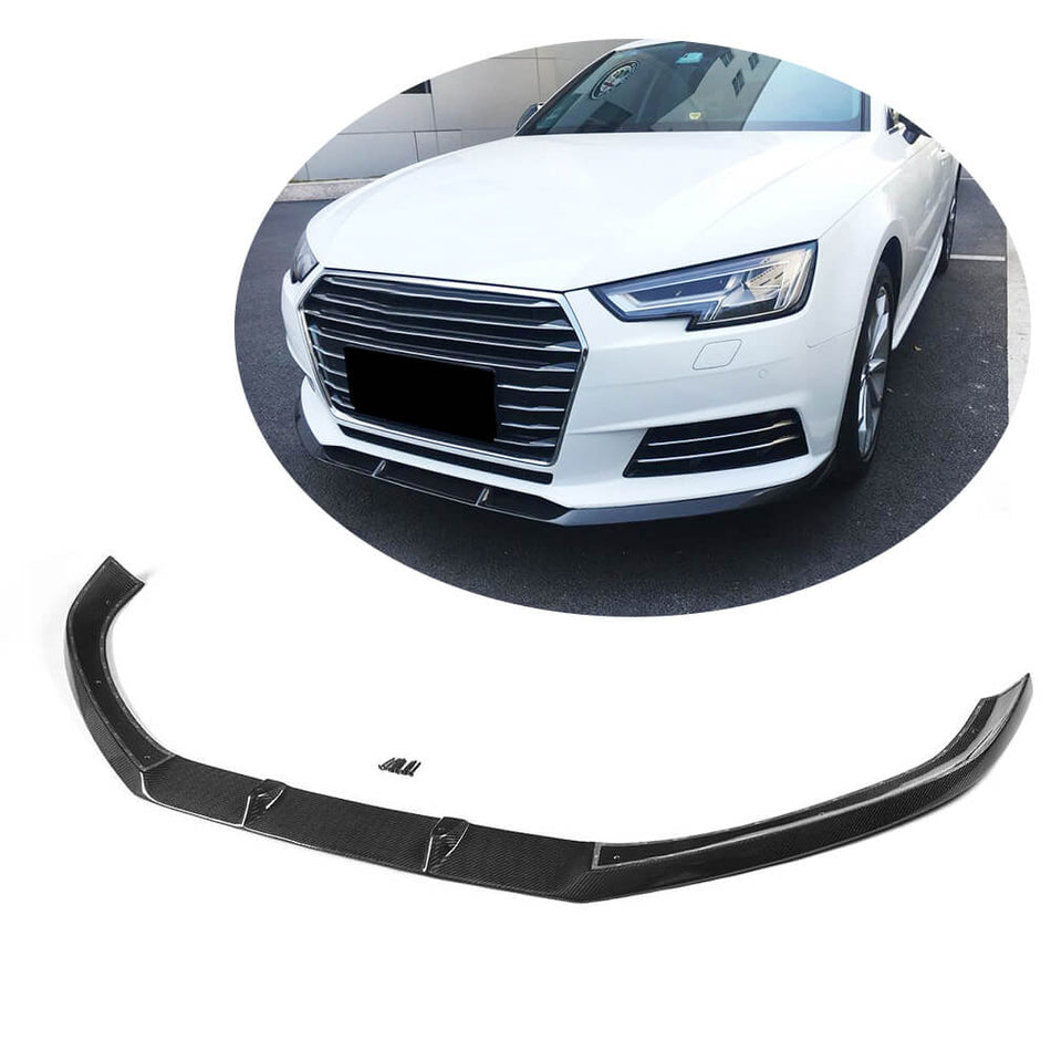 Audi A4 B9 Sedan 2017-2020 Front Bumper Lip Carbon Fiber-Ahacarbon