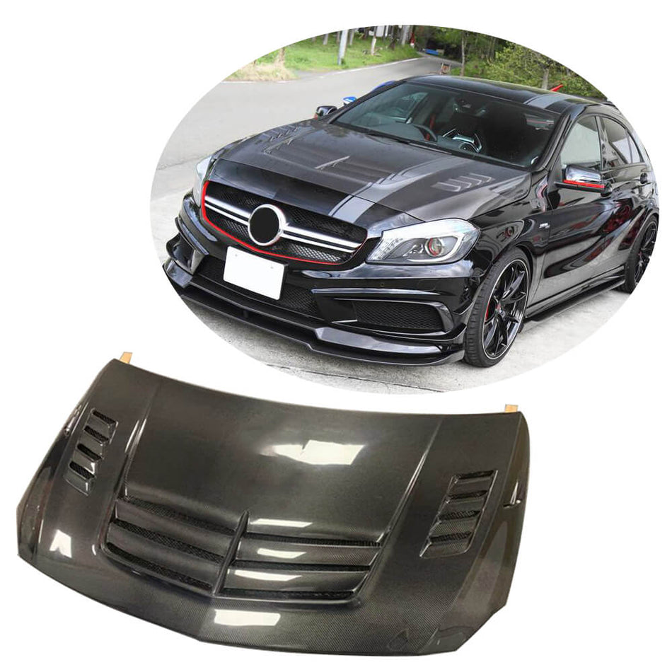 Mercedes Benz W176 Hatchback 2013-2018 Engine Bonnet Hood Cover Carbon Fiber-Ahacarbon
