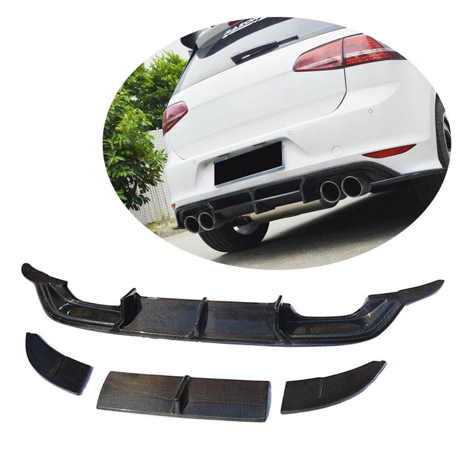 Volkswagen VW Golf 7 MK7 R-line 2014-2016 Rear Bumper Diffuser Carbon Fiber-Ahacarbon