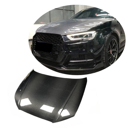Audi A3 Sline S3 8V Pre-facelift 2014-2016 Engine Bonnet Hood Cover Carbon Fiber-Ahacarbon