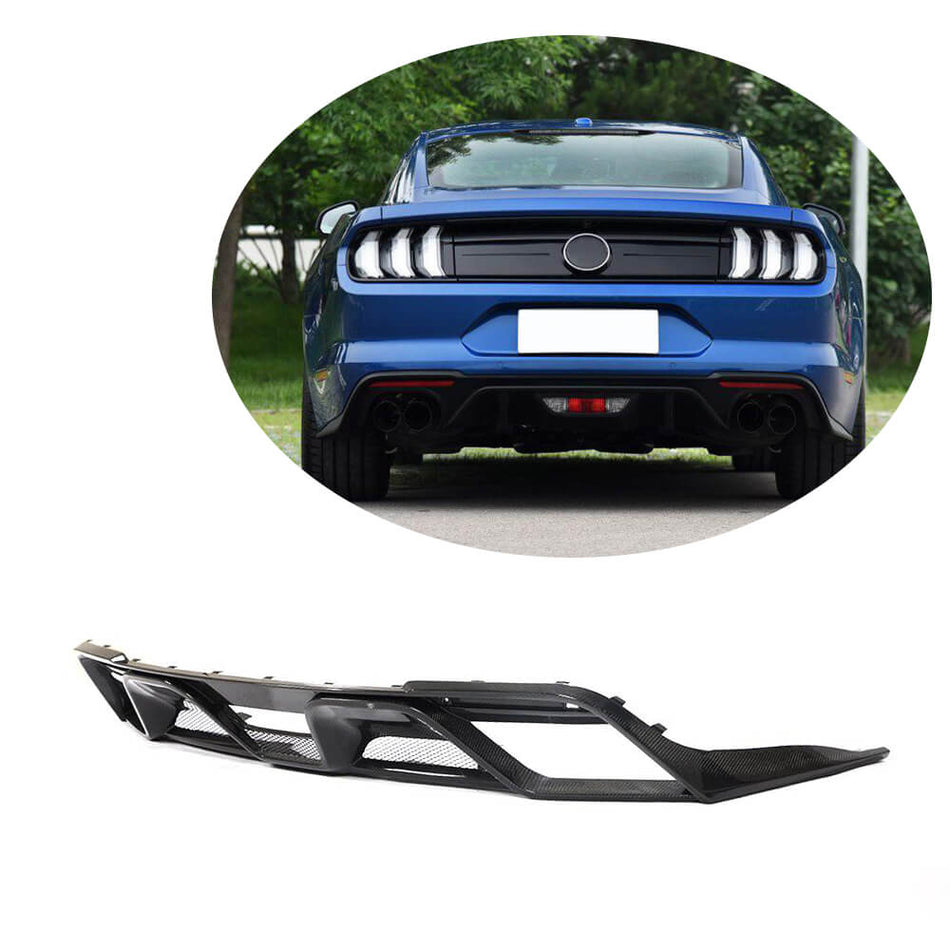 Ford Mustang V8 GT 2018-2021 Rear Bumper Diffuser Carbon Fiber-Ahacarbon