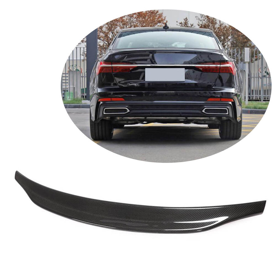 Audi A6 C8 Base/Sline S6 Sedan 2019UP Rear Trunk Spoiler Carbon Fiber-Ahacarbon