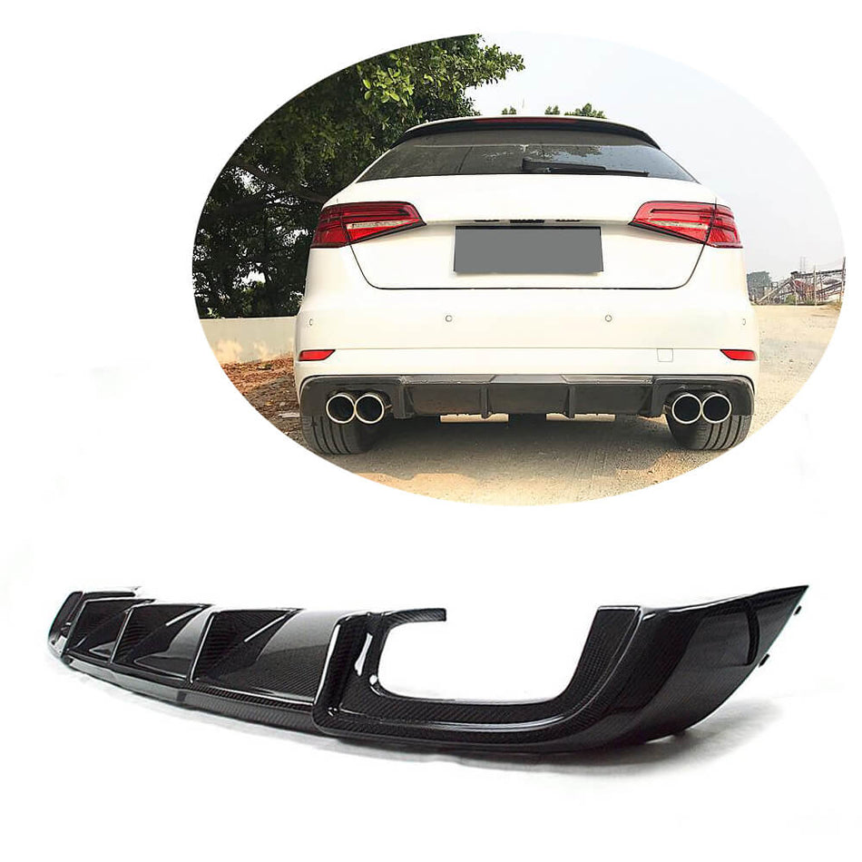 Audi A3 Base 8V.5 Hatchback 2017-2020 Rear Bumper Diffuser Carbon Fiber-Ahacarbon
