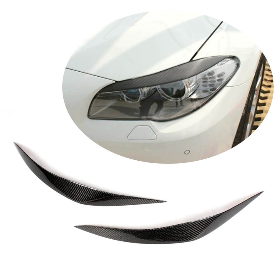 BMW 5 Series F10 Base Sedan Pre-LCI 2010-2013 Headlight Eyebrows Lamp Eyelids Carbon Fiber-Ahacarbon