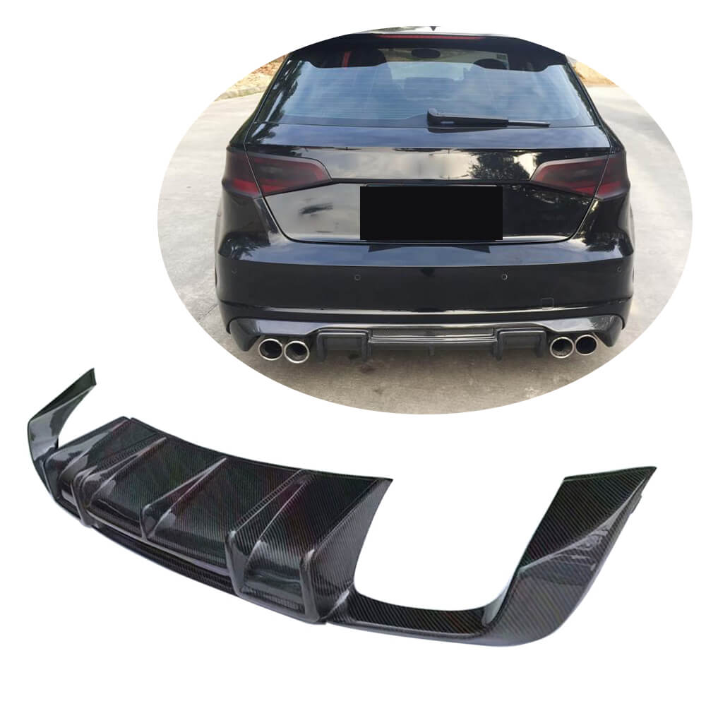 Audi S3 A3 Sline 8V Hatchback Pre-facelift 2014-2016 Rear Bumper Diffuser Carbon Fiber-Ahacarbon