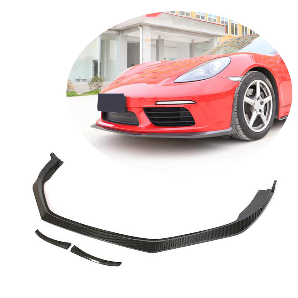 Porsche 718 Boxster Cayman 2016-2019 Front Bumper Lip Carbon Fiber-Ahacarbon