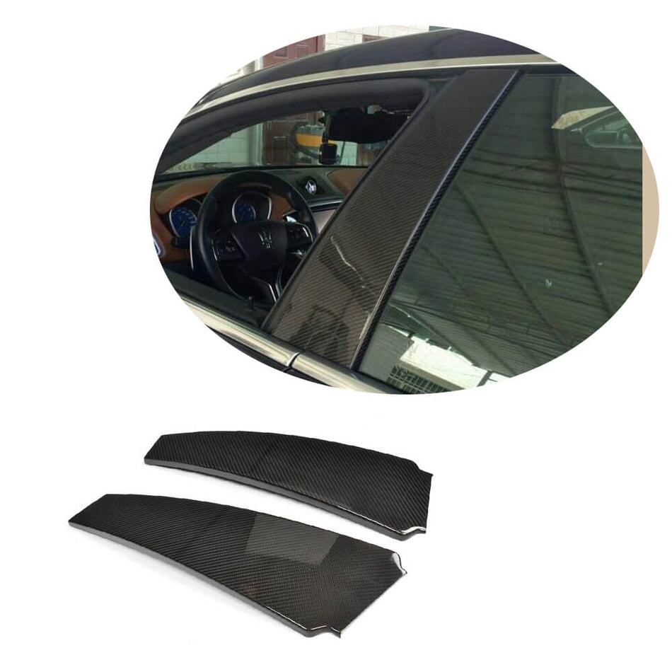 Maserati Quattroporte QP Ghibli Sedan 2014-2017 B Pillar Trims Carbon Fiber-Ahacarbon