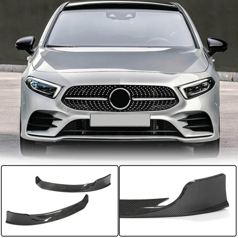 Mercedes Benz A Class W177 V177 Sport 2019-2022 Front Bumper Splitters Carbon Fiber-Ahacarbon