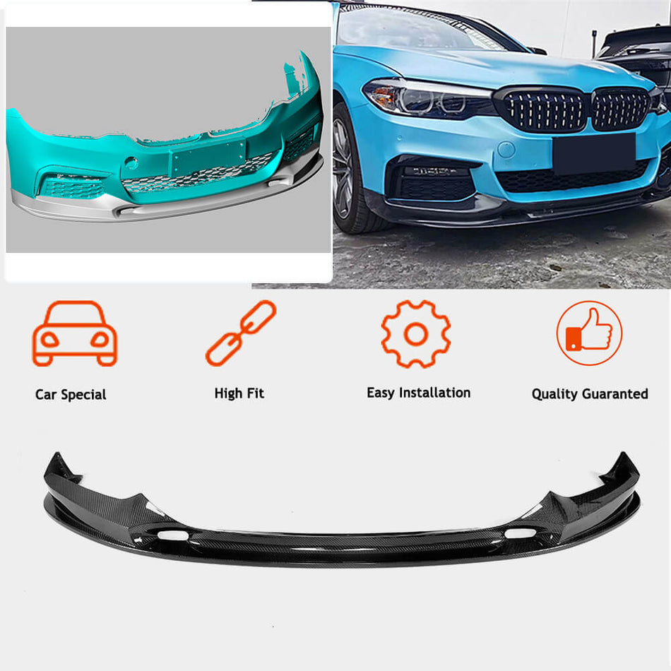 BMW 5 Series G30 G31 Pre-LCI 2017-2020 Front Bumper Lip Carbon Fiber-Ahacarbon