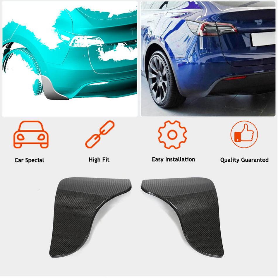Tesla Model Y 2020-2022 Rear Bumper Splitters Dry Carbon Fiber-Ahacarbon