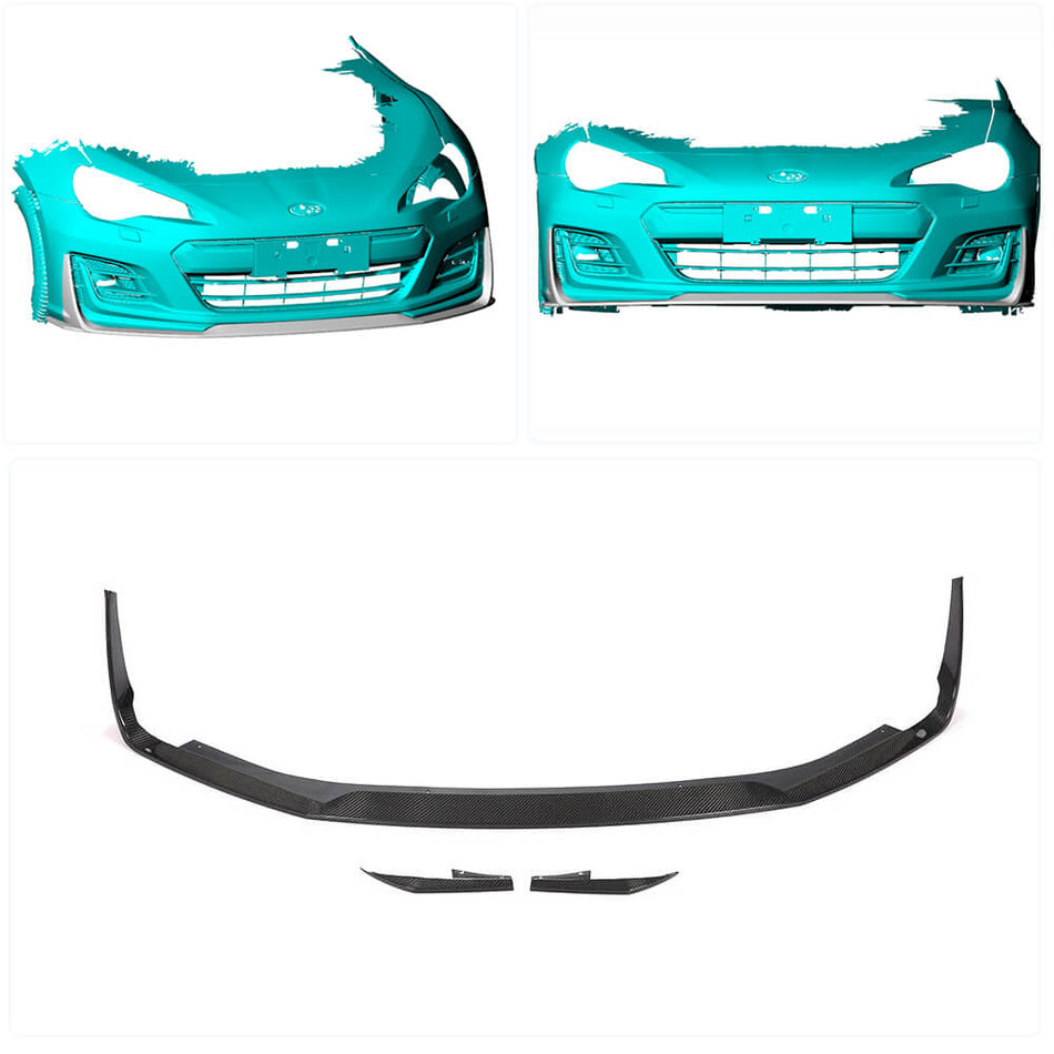 Subaru BRZ Coupe 2017-2020 Front Bumper Lip Carbon Fiber-Ahacarbon