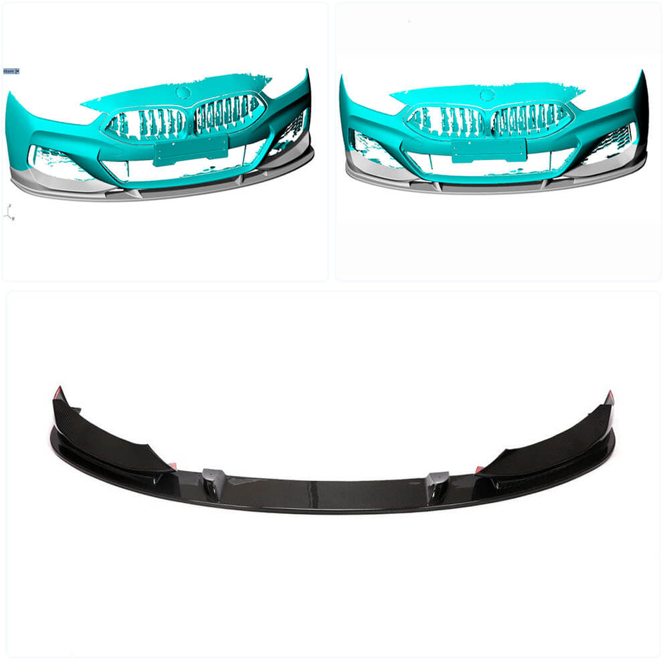 BMW 8 Series G14 G15 G16 840i M Sport M850i 2018-2021 Front Bumper Lip Dry Carbon Fiber-Ahacarbon