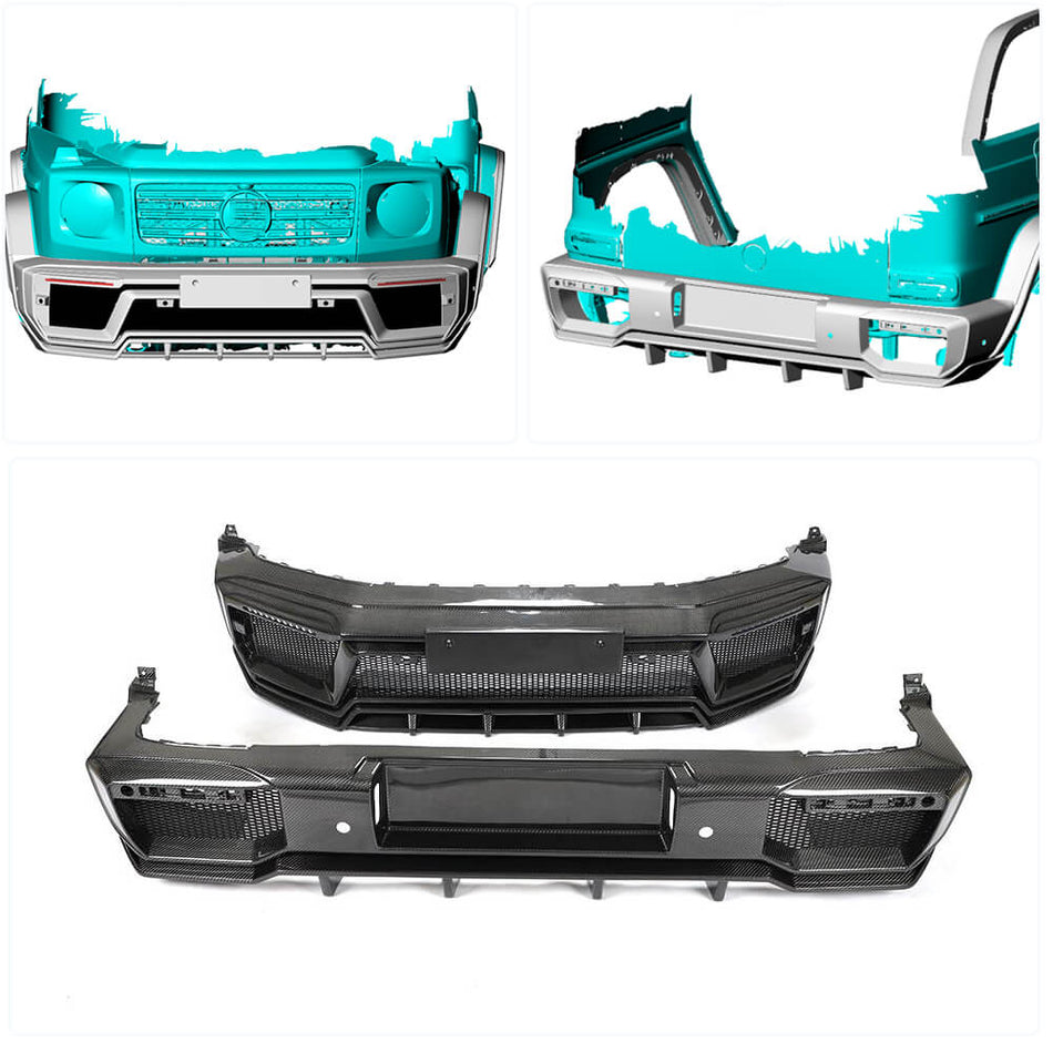 Mercedes Benz G Class W463 2019UP Front Rear Bumper Dry Carbon Fiber-Ahacarbon