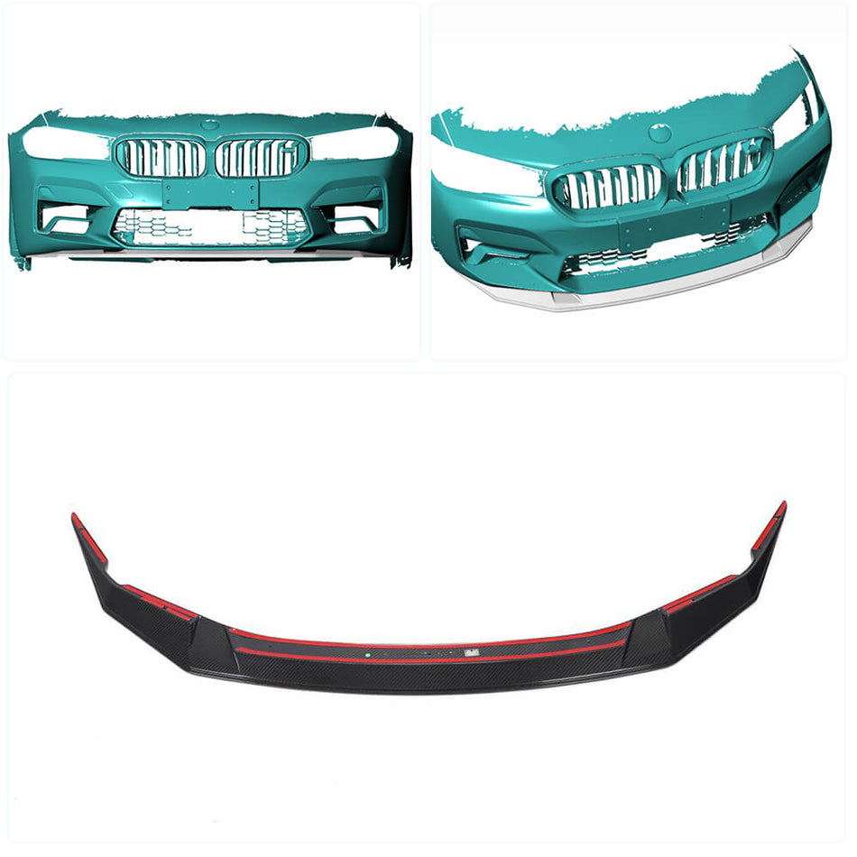 BMW 5 Series F90 M5 Sedan LCI 2021UP Front Bumper Lip Dry Carbon Fiber-Ahacarbon