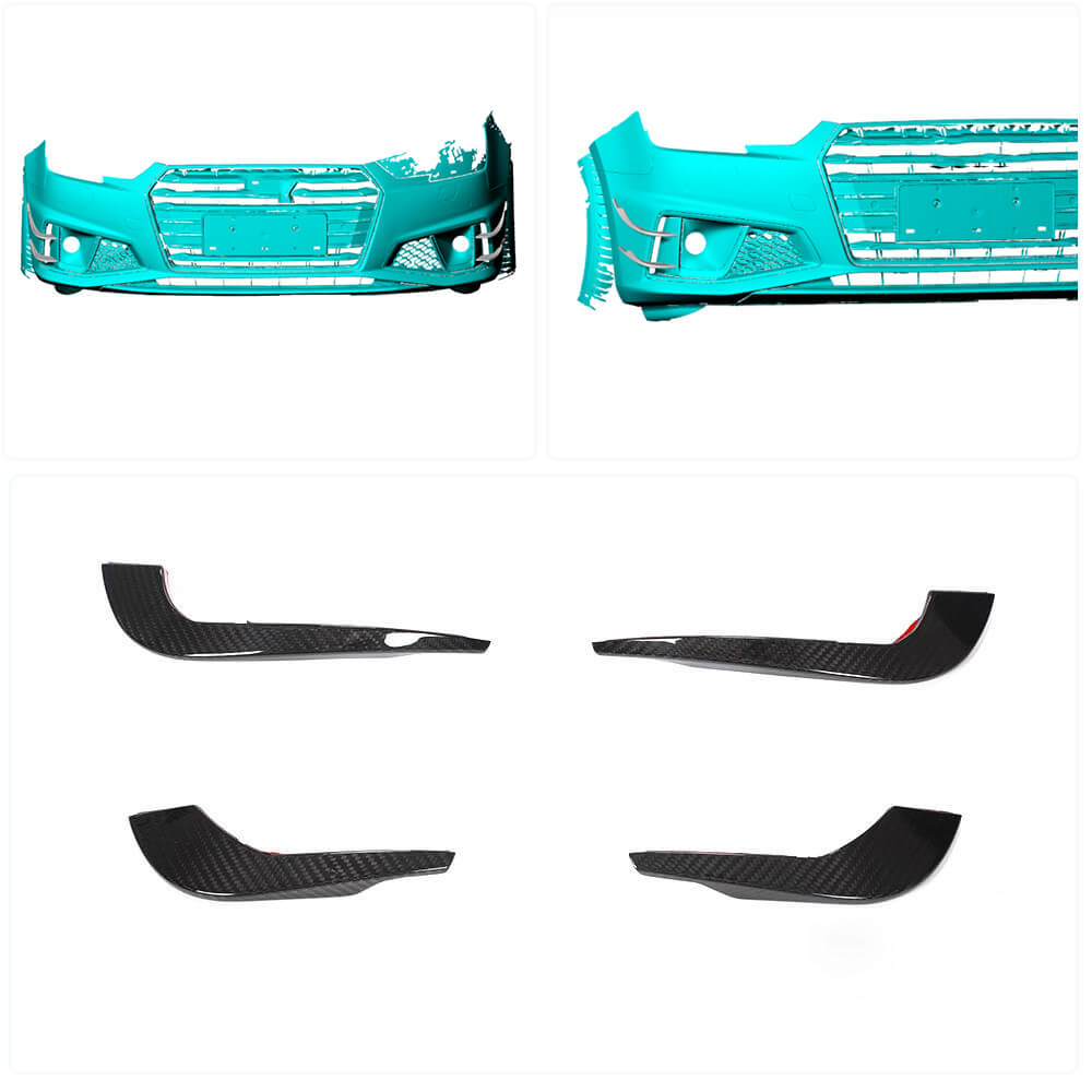 Audi S4 A4 S Line B9 Sedan 2017-2020 Front Bumper Vents Dry Carbon Fiber-Ahacarbon