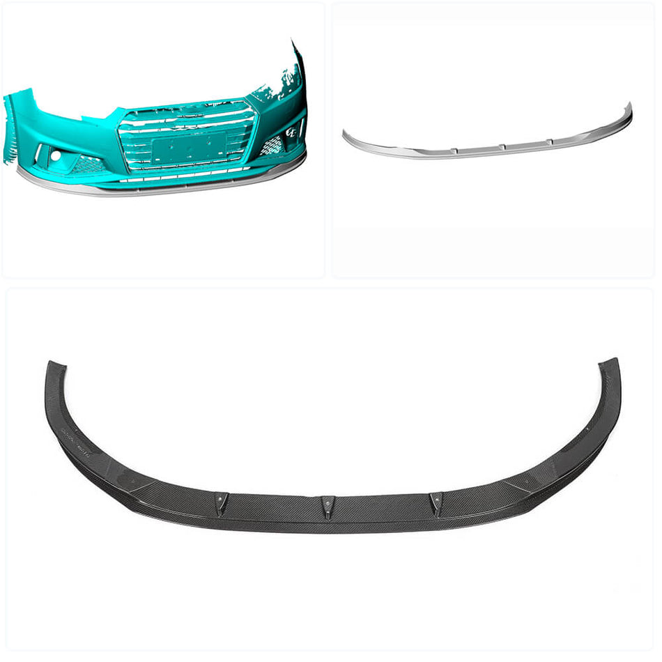 Audi S4 A4 Sline B9 Sedan 2017-2020 Front Bumper Lip Carbon Fiber-Ahacarbon