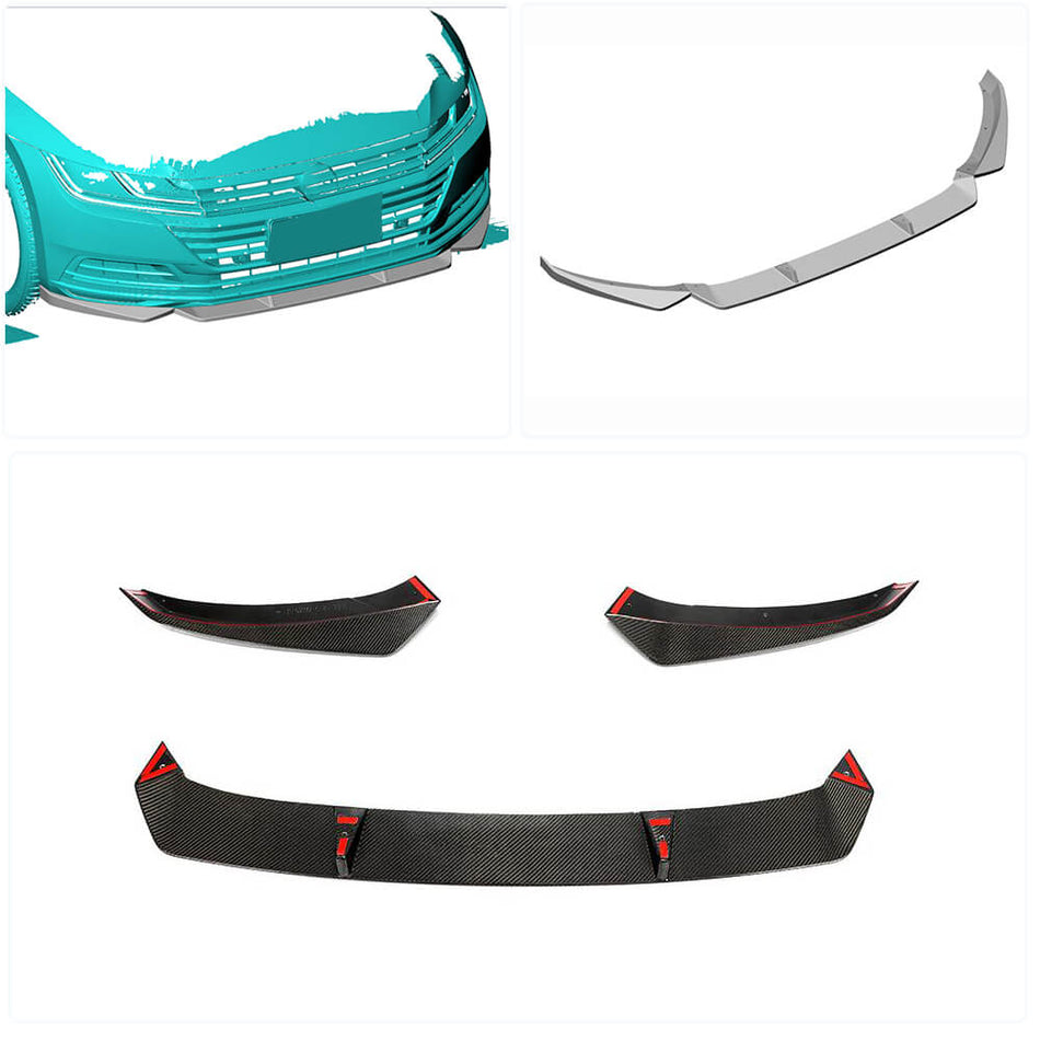 Volkswagen VW Arteon CC Facelift 2019UP Front Bumper Lip Carbon Fiber-Ahacarbon