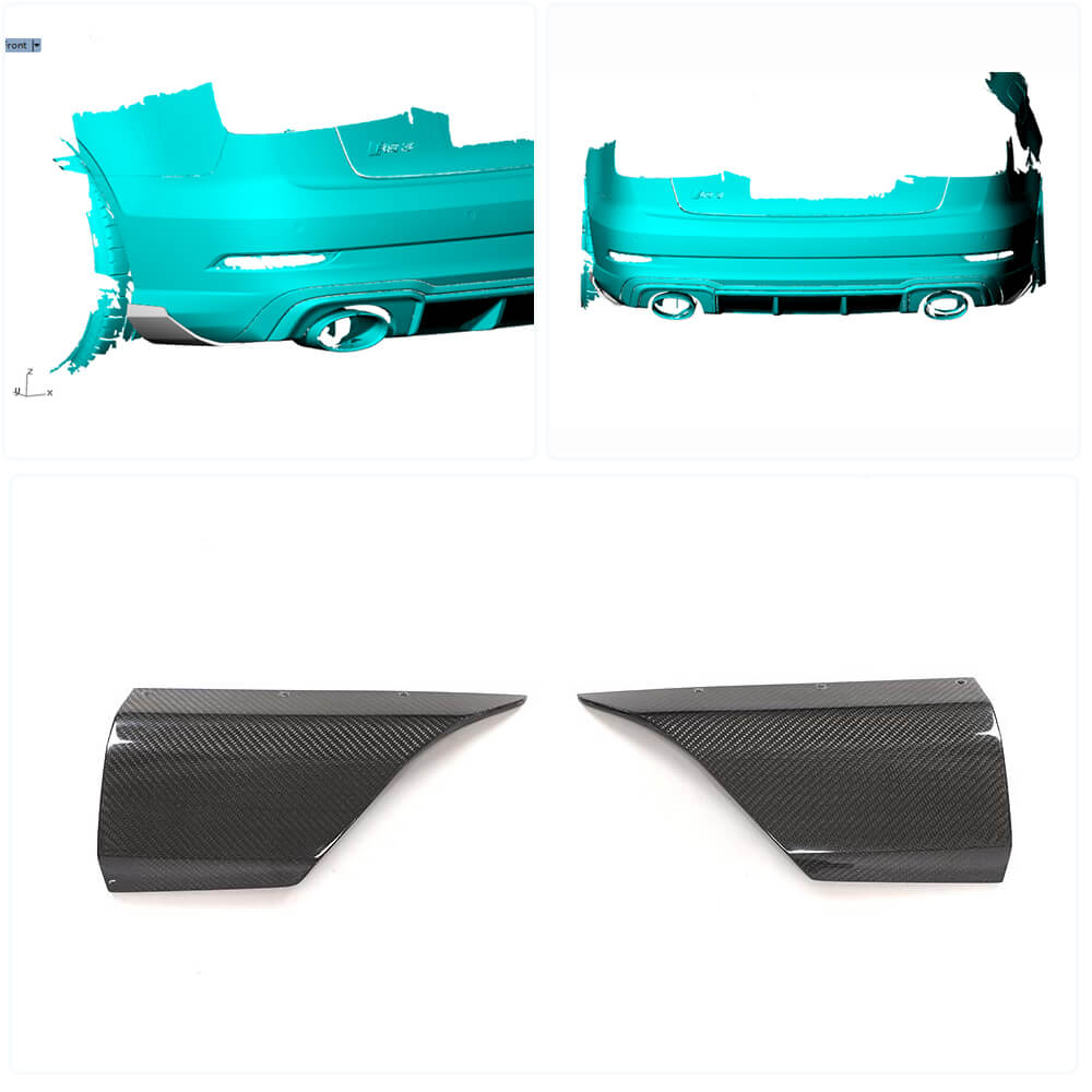 Audi RS3 8V.5 Sedan Facelift 2017-2019 Rear Bumper Splitters Carbon Fiber-Ahacarbon