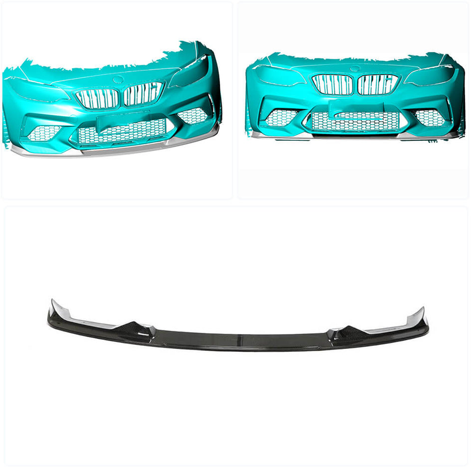BMW 2 Series F87 M2 Competition M2C 2018-2021 Front Bumper Lip Carbon Fiber-Ahacarbon