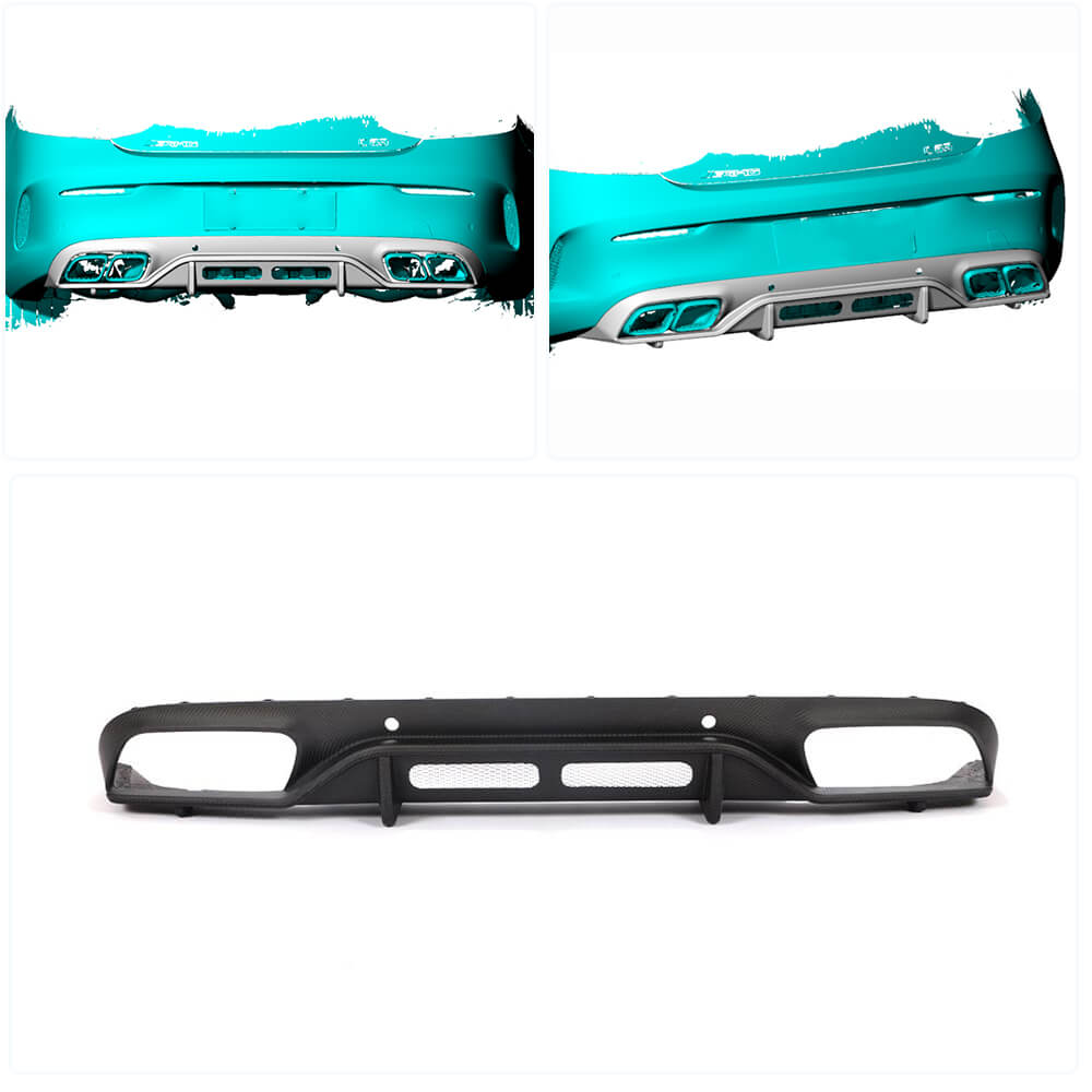 Mercedes Benz (W205) C205 A205 C63 (S) AMG Facelift 2019-2021 Rear Bumper Diffuser Carbon Fiber-Ahacarbon