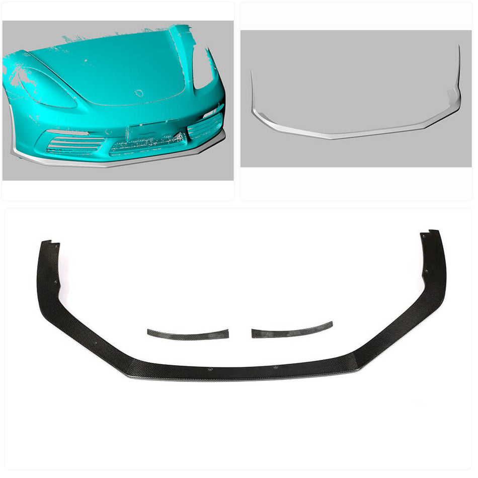 Porsche 718 Boxster Cayman 2016-2019 Front Bumper Lip Carbon Fiber-Ahacarbon