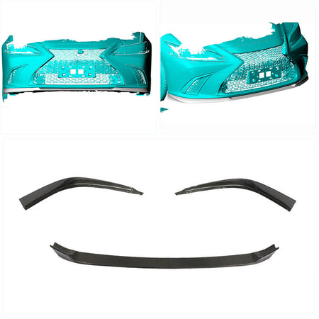 Lexus ES300h ES350 Base / F Sport Sedan 18-20 Front Bumper Lip Carbon Fiber-Ahacarbon