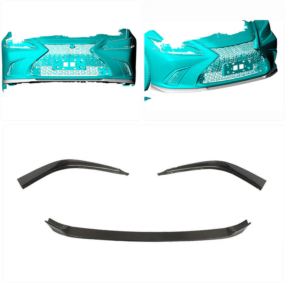 Lexus ES300h ES350 Base / F Sport Sedan 18-20 Front Bumper Lip Carbon Fiber-Ahacarbon